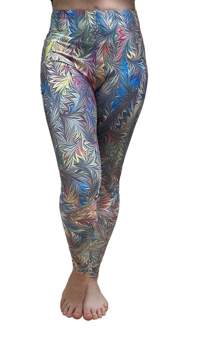 FanC - Irresistible Leggings Custom Designed Italian Marble Print with Side Pockets