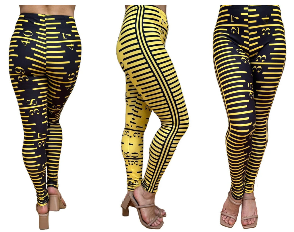Black Ruler Measuring Tape Leggings w/ hidden back pocket