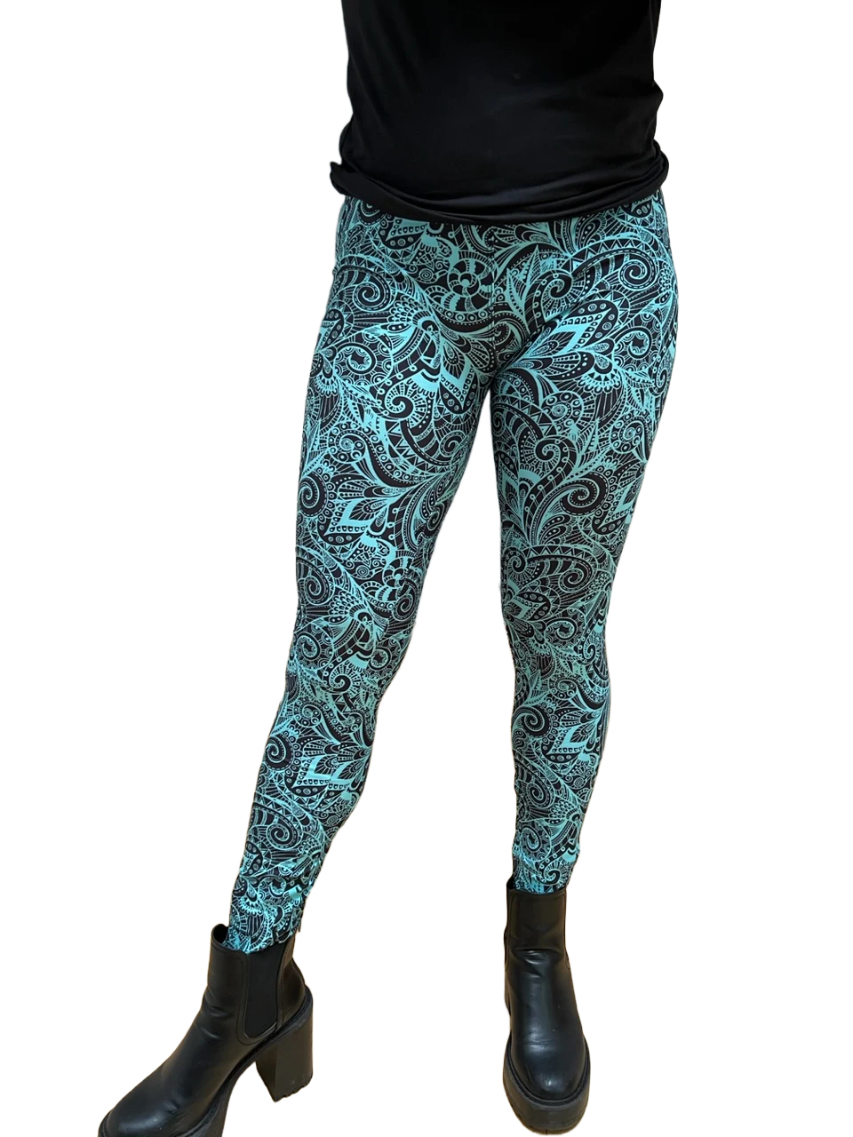 New! Exclusively Irresistible Tiffany Blue Paisley Leaf Leggings