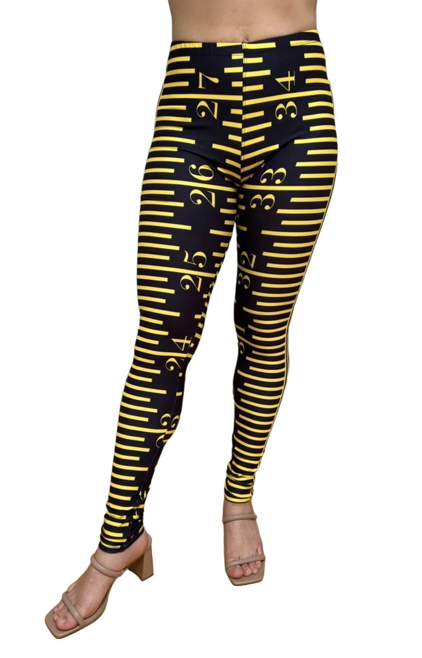 Black Ruler Measuring Tape Leggings w/ hidden back pocket