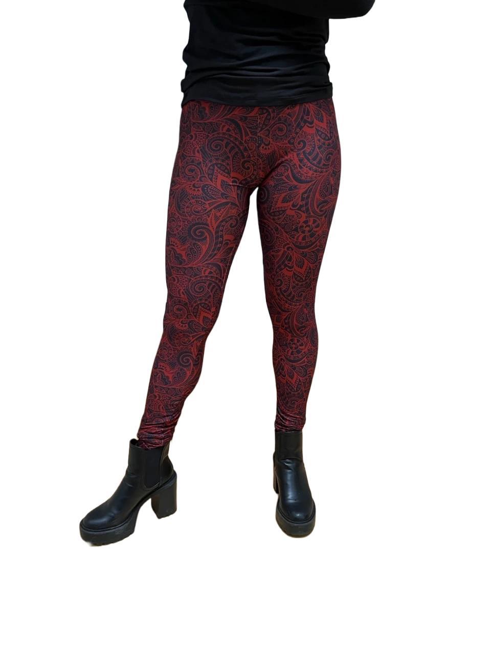 New! Exclusively Irresistible Burgundy Paisley Leaf Leggings