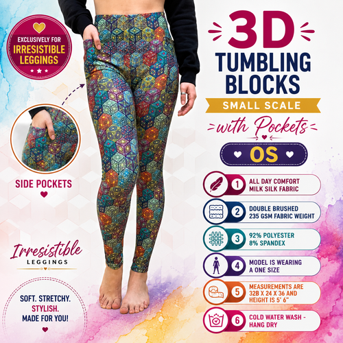 3D Tumbling Blocks Small Scale with Pockets