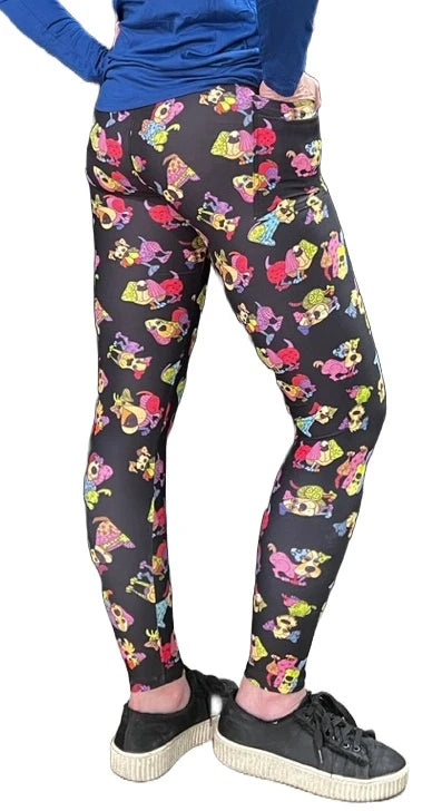 Loralie Print Leggings with Pockets - Colorful Dogs