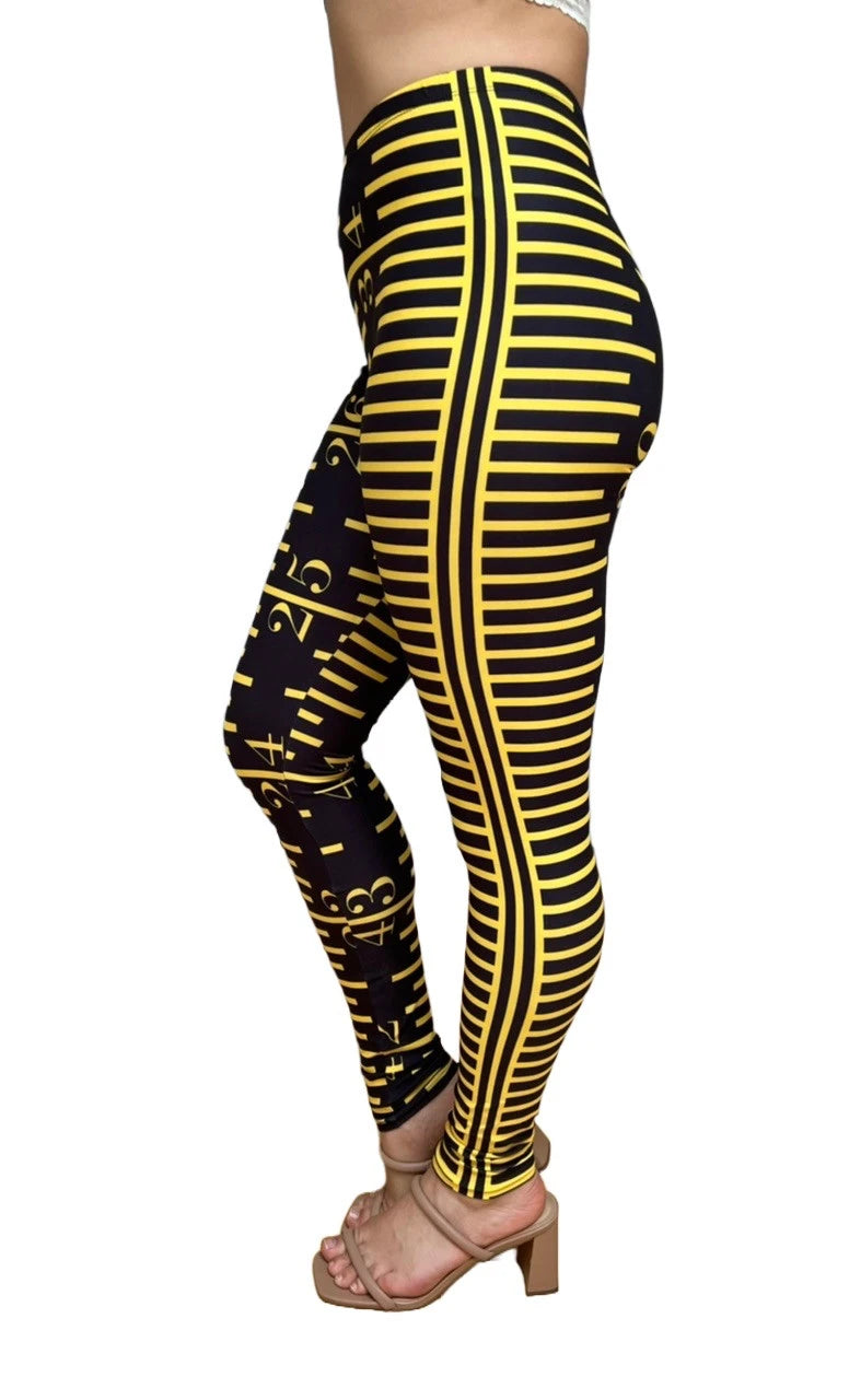 Black Ruler Measuring Tape Leggings w/ hidden back pocket