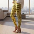 Yellow Ruler or Measuring Tape Leggings with hidden back pocket