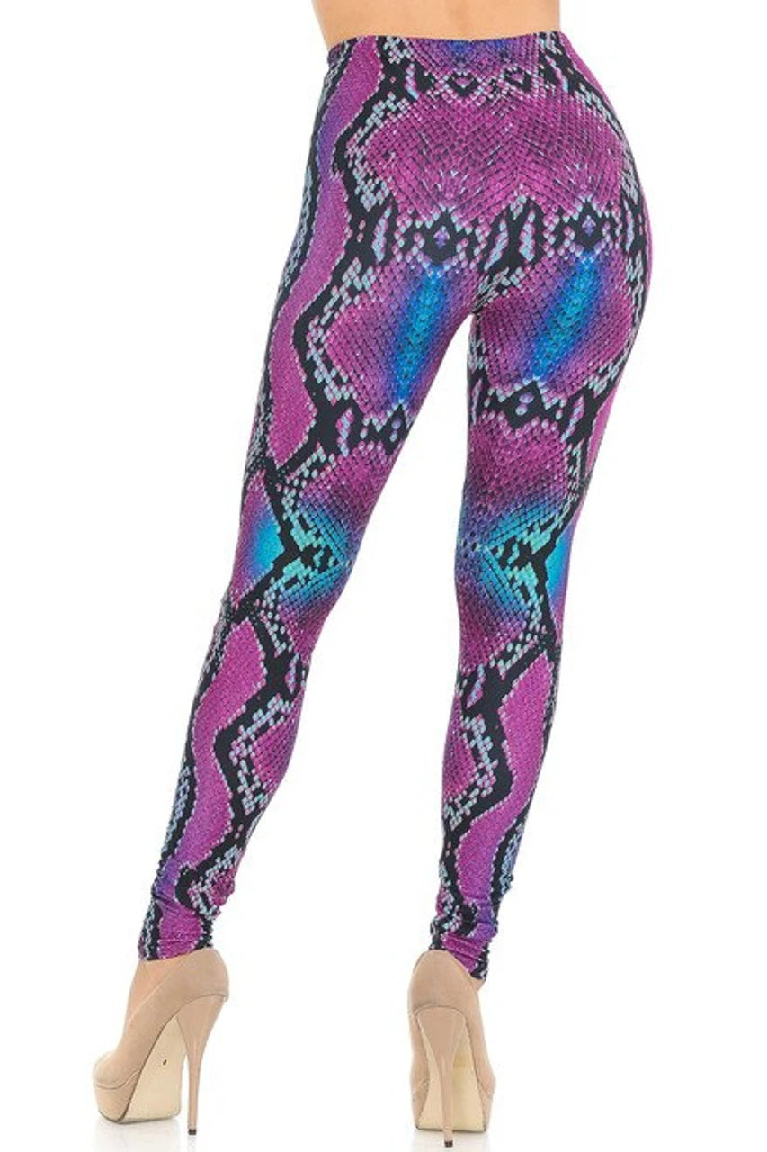 Irresistible Creamy Soft Pink and Blue Snakeskin Leggings
