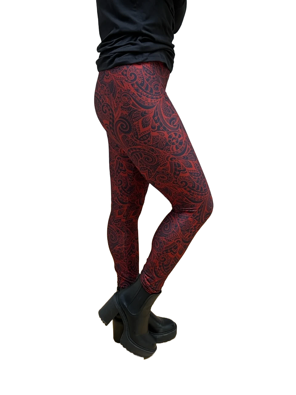 New! Exclusively Irresistible Burgundy Paisley Leaf Leggings