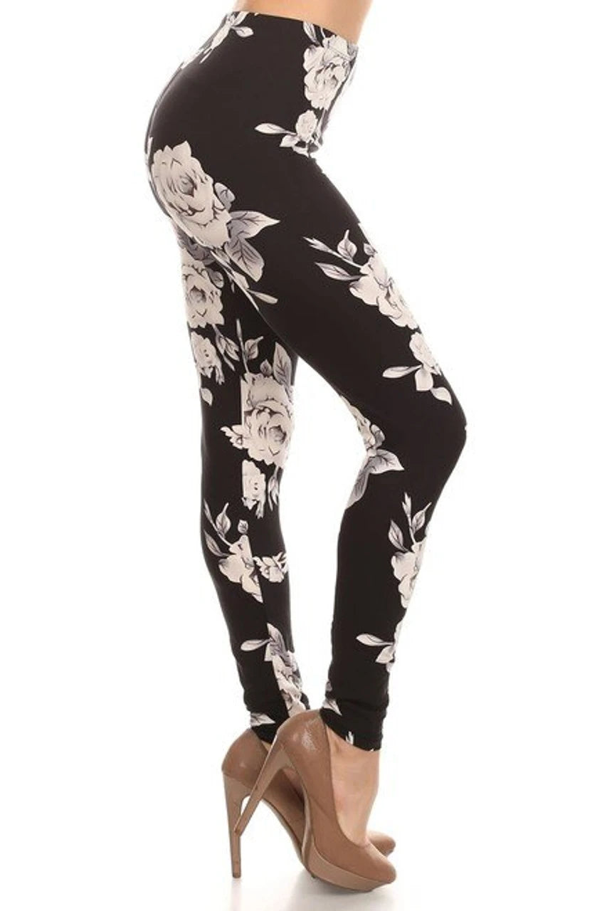 Irresistible Jumbo White Rose Leggings