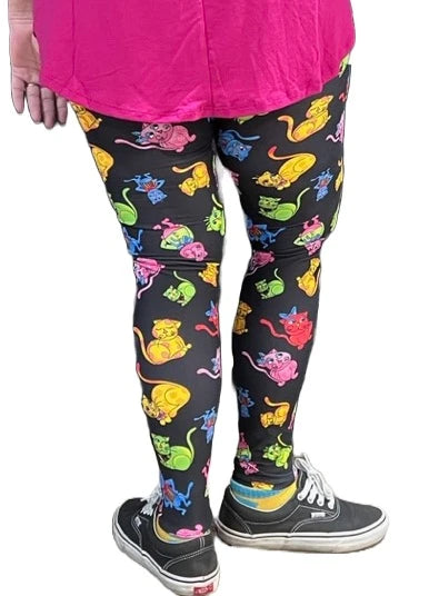Loralie Print Leggings with Pockets - Colorful Kitty Cats