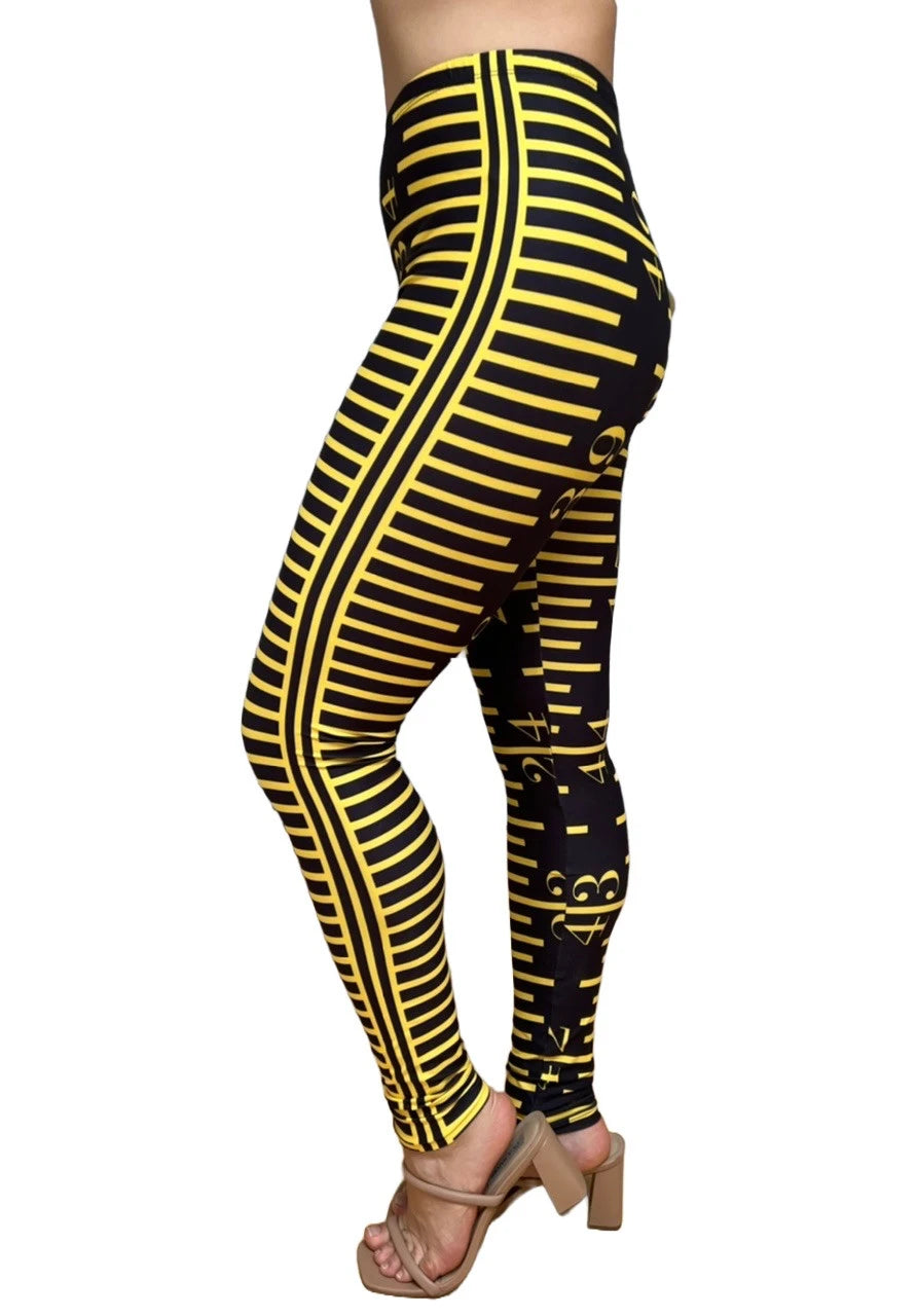 Black Ruler Measuring Tape Leggings w/ hidden back pocket