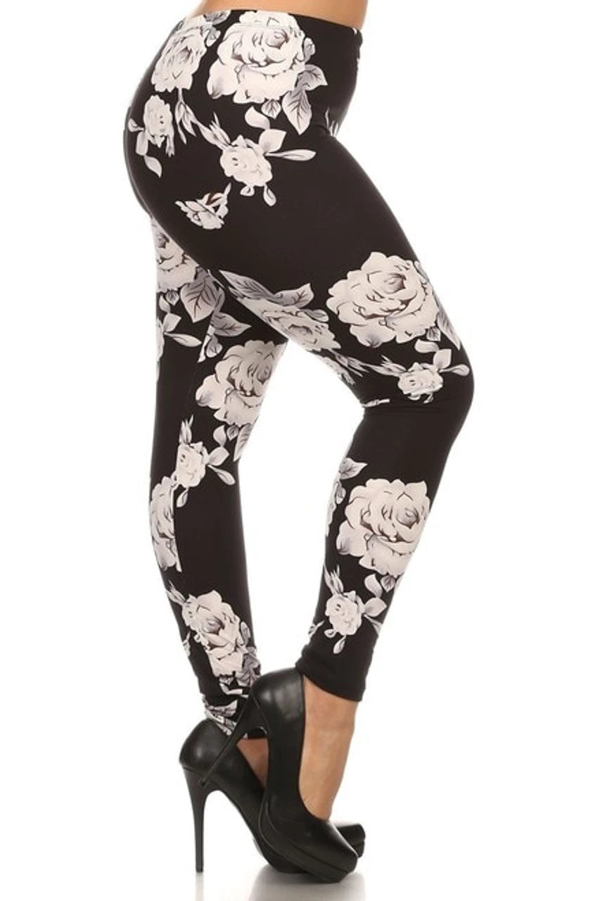 Irresistible Jumbo White Rose Leggings