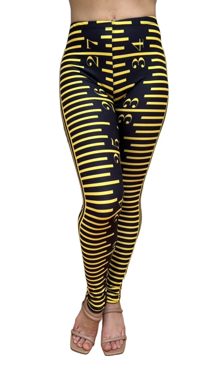Black Ruler Measuring Tape Leggings w/ hidden back pocket