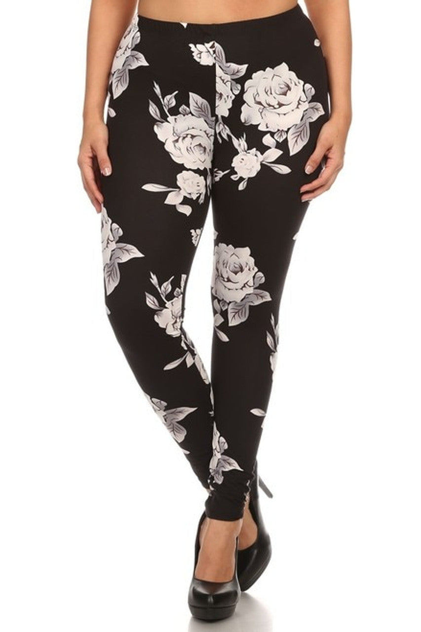 Irresistible Jumbo White Rose Leggings