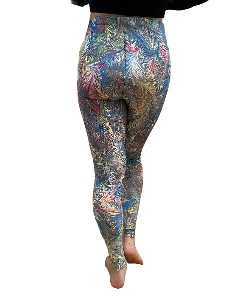 FanC - Irresistible Leggings Custom Designed Italian Marble Print with Side Pockets
