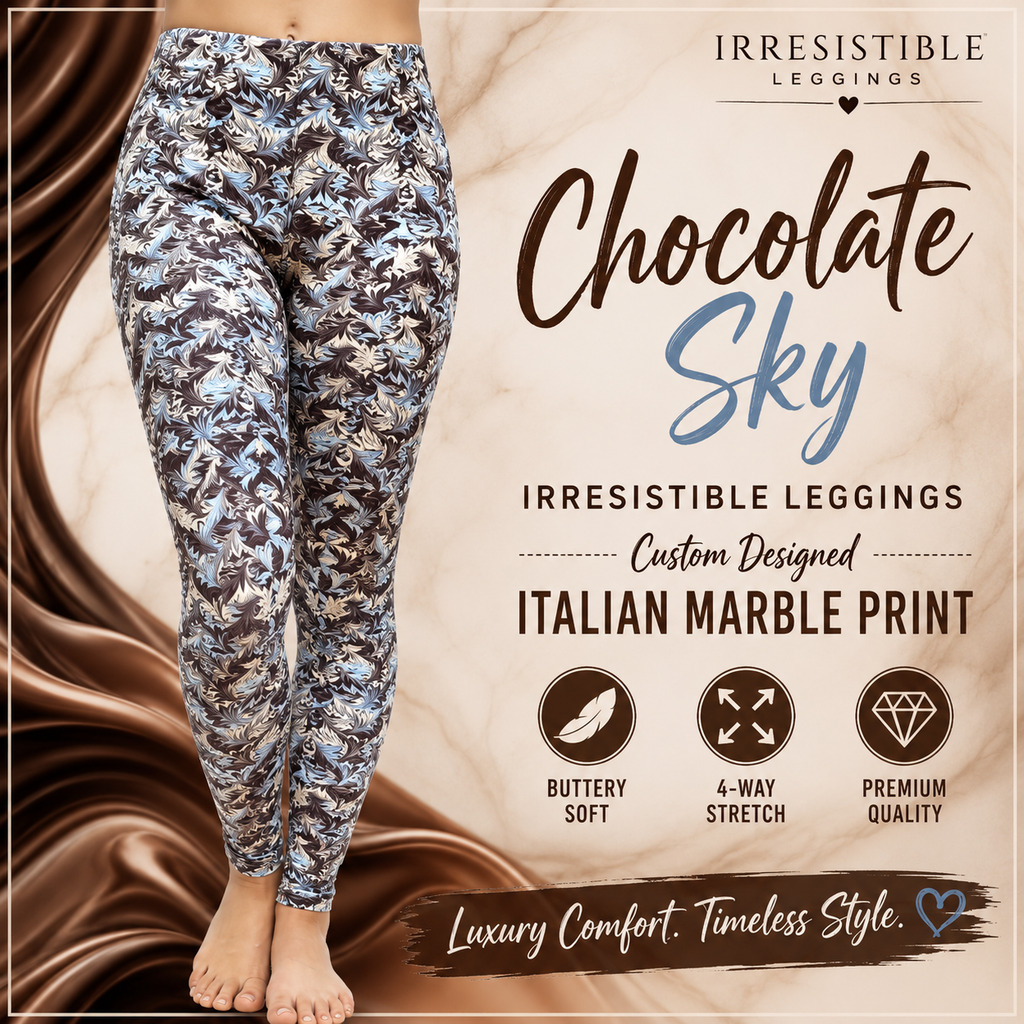 Chocolate Sky - Irresistible Leggings Custom Designed Italian Marble Print