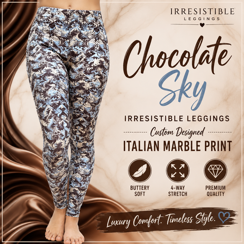 Chocolate Sky - Irresistible Leggings Custom Designed Italian Marble Print