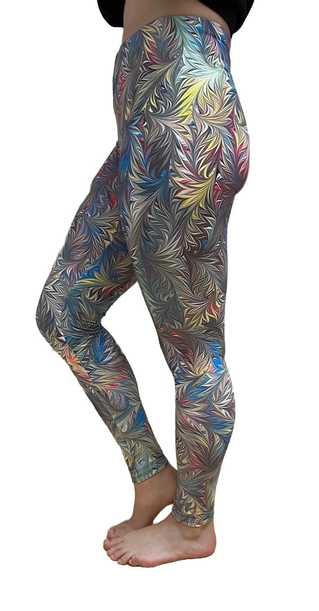 FanC - Irresistible Leggings Custom Designed Italian Marble Print with Side Pockets
