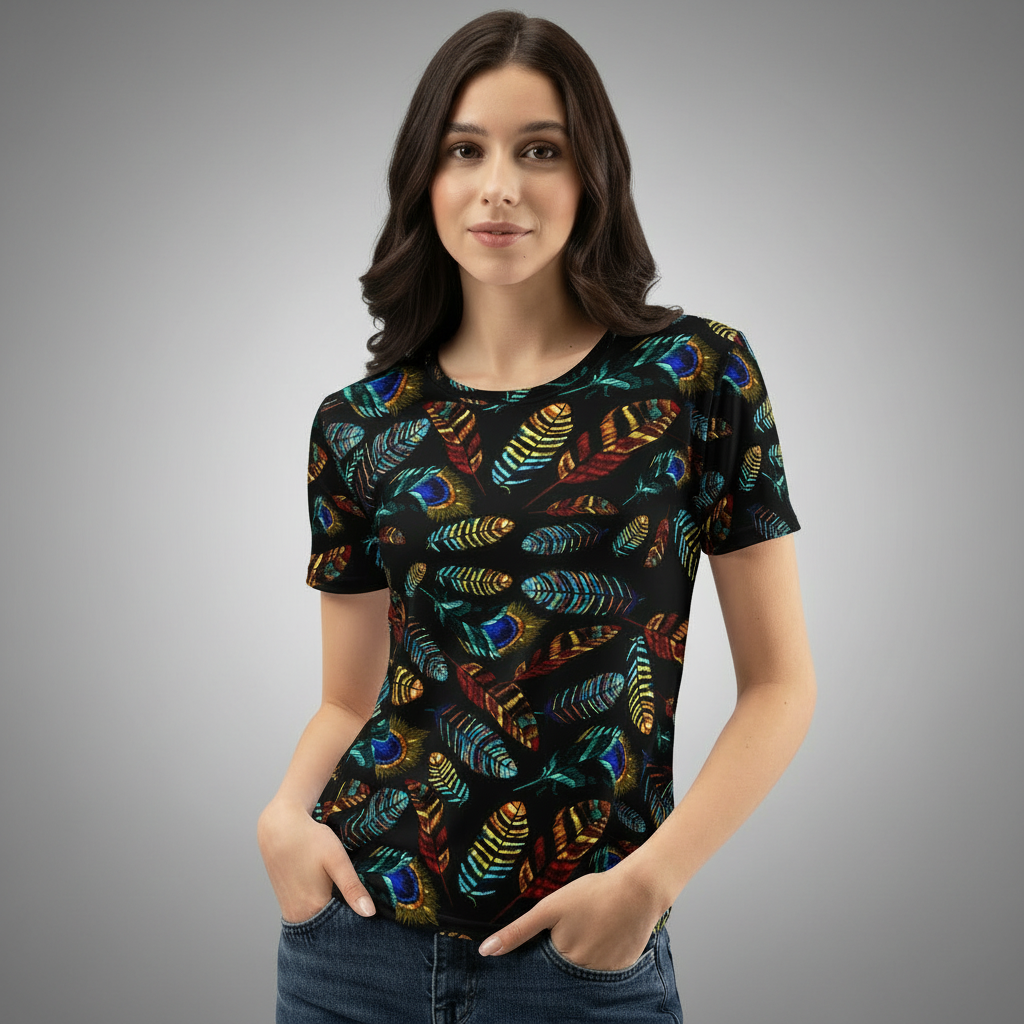 Peacock Feather Print Women's T-shirt